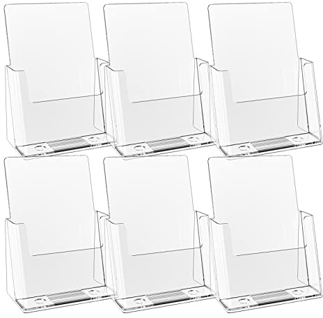 zavekia 6 Pack 6'' x 9'' Acrylic Brochure Holder,wide brochure leaflet booklet literature flyer catalog magazine. (6 x 9 in/ 6 Pack)