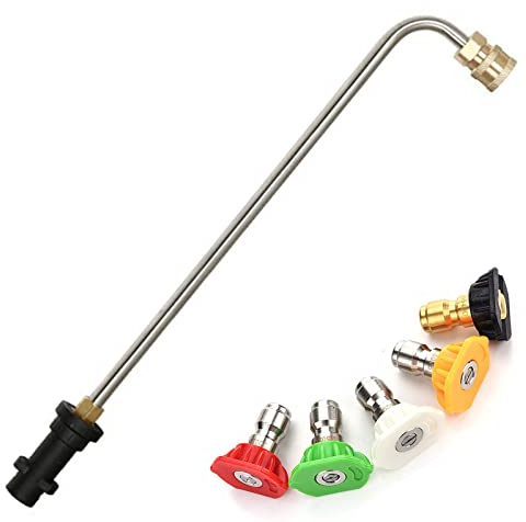 Hochdruckreiniger Verlängerungsstab Lanze für Kärcher K2 K3 K4 K5 K6 K7, 90° abgewinkelte Sprühlanze mit 5 Sprühdüsen Hochdruckreiniger Dachrinnenreiniger Aufsatz