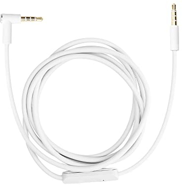 kwmobile Cable para Cascos Beats Studio 3 / Solo 3 / Solo2 / Studio 2 / Studio 1 / Mixr - Cable de Repuesto 150CM con micrófono y Conector Jack Blanco