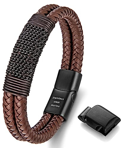 armband herren, lederarmband herren,armband herren leder, edelstahl armband, herren lederarmband,armband männer herren schmuck(braun,schwarz infinity,20cm)