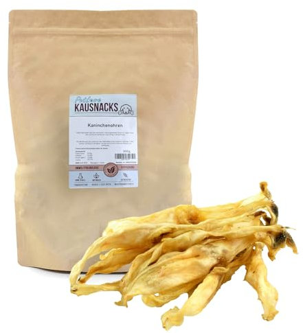 PetLove Kaninchenohren Kausnack für Hunde & Katzen (800g) • 100% natürliche Kaninchenohren ohne Fell • Fettarmer Zahnpflege Snack für Hunde • Leicht verdaulich & nahrhaft