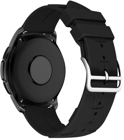 iBazal Kompatibel mit Samsung Galaxy Watch 7/6/5/4/FE 44mm 40mm/Galaxy Watch 5 Pro 45mm/Watch 4/6 Classic 47mm 46mm 43mm 42mm/Watch 3 41mm/Active 2/Watch 42mm Armband Silikon Gummi Sport Band Schwarz