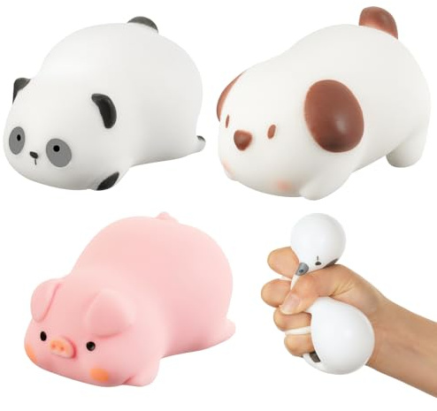 Ainiv Squishy Squeeze Giocattoli, 3PZ Maiale Cucciolo Panda Iocattolo Antistress, Morbidi per Alleviare lo Stress, Adatto per Adulti e Bambini