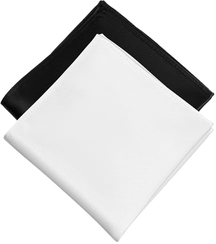 Dimeho Seide Einstecktuch für Herren Elegant Einfarbig, 25× 25 × 0.2 cm Weiches Vorgefaltetes Einstecktuch Einstecktuch, Taschentücher für den Hochzeitstag Zubehö (weiß/schwarz)