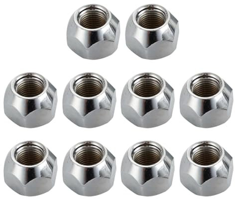 Buaak 10Pcs M12 1.5 Trailer Lug Nuts, Wheel-Nut, Wheel-Trailer, Tire Acorn Nut, Applicable to Toyota Coaster, Prado, Land Cruiser, 90942-01033, Silver