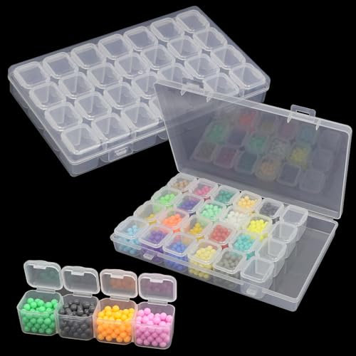 ZephyrCraft 2 Stück 28 Fächer Diamond Painting Aufbewahrungsbox, Sortierboxen für Kleinteile, Diamond Painting Zubehör, Organizer Box für Diamond Painting Steine, DIY & Schmuck