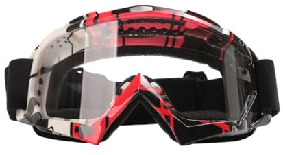 Hixingo Lunette Moto Cross pour Homme et Femme, Lunette de Protection pour Motocross Coupe-Vent Anti-Buée Anti-Poussière pour Activités Extérieures (TPU-rouge-noir)