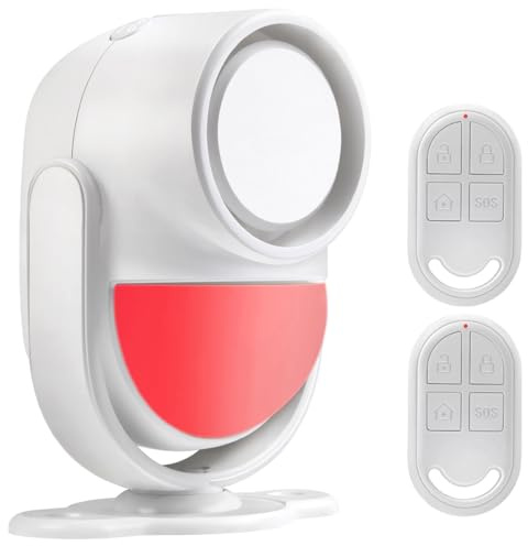 Motion Sensor Shed Alarm with Remote, Battery Powered Shed Alarm for Home Ranch Van Garage Shop, Infrared Detection Technology with 2 only 328ft Remote Control SOS Button 125db Extra Loud