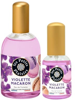 Lote Eau de Toilette Violeta Macarón, 110ml y 30ml, perfume mujer floral y dulce, cofre regalo reconfortante, Fabricado en Francia