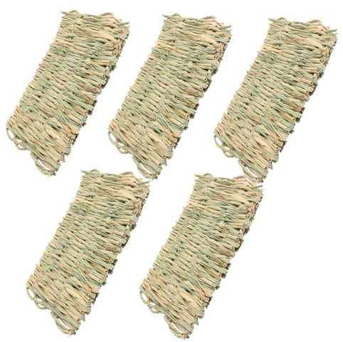 Abaodam 5piezas Estera de Paja Tejida para Conejos de Heno Natural Cojín de Cama Refrescante para Conejos Pequeños para Cobayas y Chinchillas