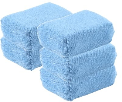 Xibao 5PCS Esponja Coche,Esponja para Lavar Coche,Esponjas de Pulido para Coches en Microfibra,Almohadillas Aplicadoras de Cera,Adecuado para Esmalte de Automóviles y Cera,Cuidado de Cuero