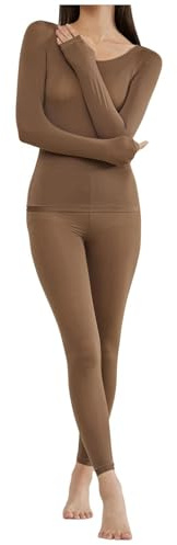 sous Vetement Thermique Grand Froid Femme sous Vetement Thermique RandonnéE, Legging Chaud Hiver Col en U Fonctionnel Doux Haut Et Bas Ultra LéGers Extra Extensible Coupe AjustéE