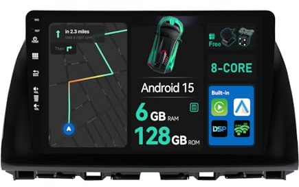 BXLIYER - [Octa-Core, 6G+128G] - Android 14 Autoradio pour Mazda CX-5 (2013-2016) - sans Fil Carplay + Android Auto - LED Caméra + MIC - 2 Din IPS 10.1 Pouce - DSP Dab Volant Dual Band WLAN Bluetooth