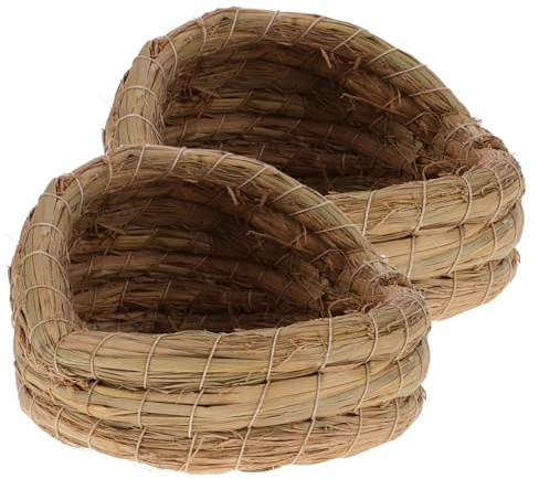 WEKAMOS 2 Piezas Nido para de Paja Natural Cama de Cría Ventilada y Orgánica Nido para Aves y Pequeños Animales de Unidades