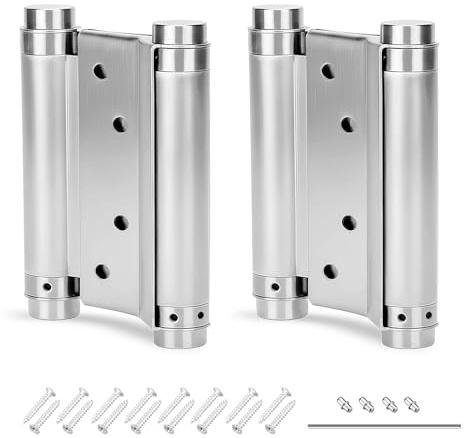 Ecofocet 2 Pezzi Cerniere a Molla per Ante, Cerniere a Molla a Doppia Azione, Cerniera per Porta a Pendolo in Acciaio Inox con Viti, per Anta Battente Bancone Bar e Caffetteria (75mm)