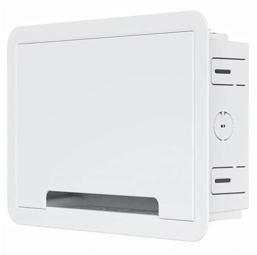 9'' in-Wall Media Box & Recessed Outlet Box with Cable Management - Structured Media Enclosure Compatible with Streaming Media Players - WiFi Friendly Design