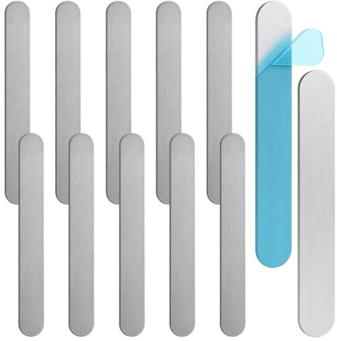 Dplolng 12 Pcs Metal Strips for Magnets,2.5 x 0.3in Adhesive Metal Strips for Magnets Sticky Replacement Strip for Under Cabinet Lights & Led Lights Home Office and School (Not Magnet)