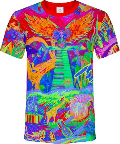 aofmoka Cosmic Drip City Celestial Moon Liquid Space Astral Digital Meditation Gallery Classic Graphic Garment Psychedelic Robot Waterfall Jungle Portrait Dream Vortex Festival Visual XL T-Shirt Men
