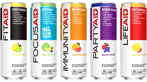 FITAID Post Workout Recovery Drink, Strawberry Lemonade, BCAAs, Glucosamine, Electrolytes, All In One Can, Paleo, Vegan & Gluten-Free, 40 Calories, 12 Fl Oz (Pack of 24)