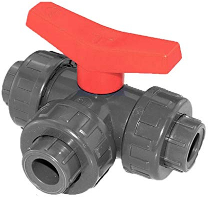 well2wellness® Válvula de bola de PVC de 3 vías, conexión adhesiva con orificio en L de 32 mm