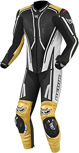 Berik Adria-X Combinaison en cuir de moto one Piece, schwarz/weiß/gold, 50