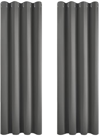 Deconovo 84 inch Drop Curtains Blackout Super Soft Bedroom Curtains Thermal Insulated Energy Saving Blackout Curtains for Kids Light Grey 46x84 Inch 2 Panels
