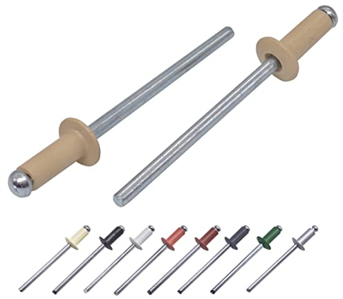 (Förpackning med 100 st) Målade persiennnitar 3,2 x 8 mm, kupolhuvud, DIN 7337, aluminiumnitar och ståldindel, popnitar (100, beige RAL 1001)