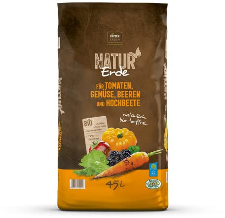 Natur Erde für Tomaten, Gemüse, Beeren und Hochbeete, 45l, Tomatenerde, Gemüseerde, Beerenerde, Hochbeeterde