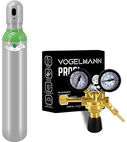 Bouteille gaz Argon/CO2 pleine 8L 1,5m3 avec Régulateur Profi Vogelmann