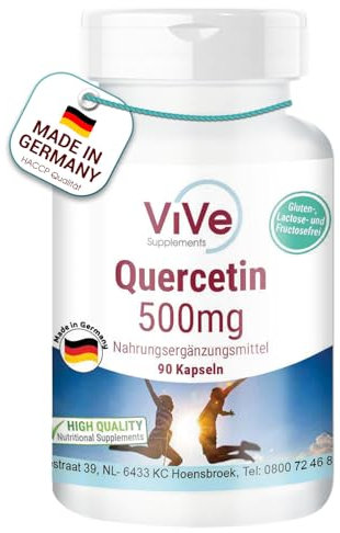 Quercetin 500mg - 90 Kapseln für 90 Tage - hochdosiert und vegan - natürliches Bioflavonoid | Qualität aus Deutschland von ViVe Supplements