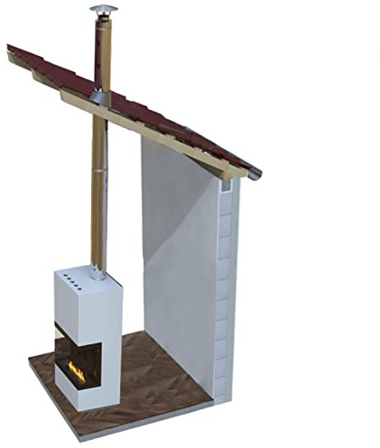 Kit conduit de cheminée intérieur milieu de pièce ø 130 mm - Longueur 4 m - Inclinaison 5-30° - Toit toute matière (sauf tuile) - 25 mm d'isolation - Conduit de fumée double paroi
