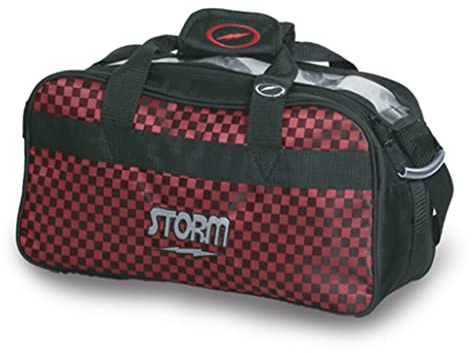 Storm Bowlingtasche mit 2 Bällen, kariert, Schwarz/Rot