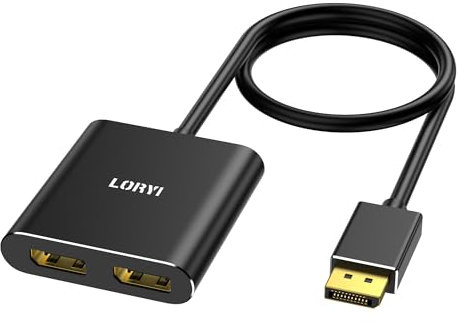 Displayport auf Dual-DisplayPort-Splitter-Adapter, 4K60Hz MST-DisplayPort-Hub, 1-in-2-Out-Display-Port für Dual-Monitore, DP1.4-Display-Port-Splitter für Desktop, Laptop, erweitertes Display