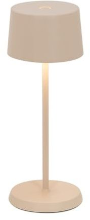 Zafferano, Lampada Olivia Micro, Lampada da Tavolo Ricaricabile e Senza Fili con Controllo Touch, Adatta per Salotto ed Esterni, Dimmer, 2200-3000 K, Altezza 20 cm, Colore Sabbia
