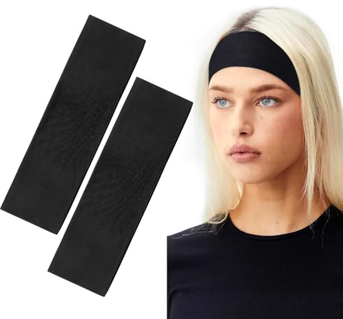 BELEVO Haarband Damen Schwarz, 5 cm Sport Headband Unisex Elastisch Stirnband Damen Dünn Antirutsch Haarbänder Herren Schwarz Headbands Yoga Fitness Laufen Exercise Gym