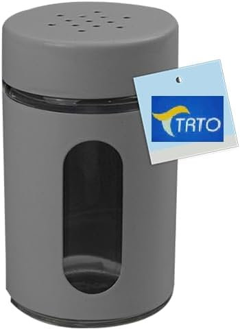 TRTO 1Pcs Salt and Pepper Set Shaker Pots Dining Jars Dispensers Cap Lid Colorful Salt and Pepper Easy to Use and Cleans (Grey)