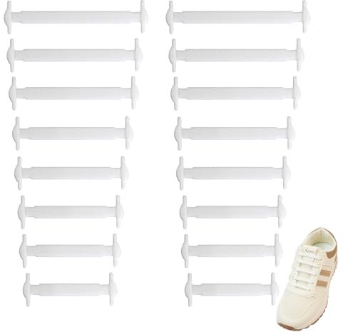 SUBAUM No Tie Lacets Chaussures pour Adultes et Enfants,Lacet en Silicone Élastiques Sans Nœud,Facile Lacets Sans Laçage pour Baskets,Chaussures de Running,Sneakers et Bottes,Blanc