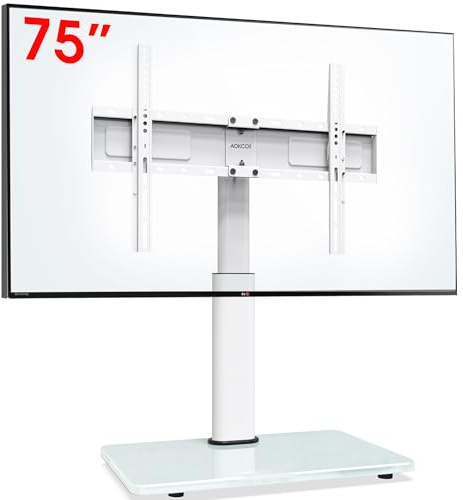 AOKCOS TV Standfuss TV Ständer Höhe 900mm für 32-55 65 75 Zoll Fernseher, Neigbar Schwenkbar Höhenverstellbar Fernsehständer, Universal TV Standfüße Standfuss Max VESA 600x400mm 45KG (Weiß)