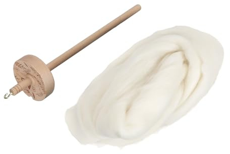 Kit per Filare Filato con Fuso in Legno, Fuso a Mano con Parte Superiore in Lana per Realizzare Filati da Cucire, Kit Fuso a Spirale per Principianti