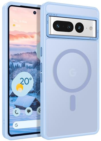 YINLAI Google Pixel 7 Pro Hülle, Magnetische Handyhülle, Transluzent Matt Stoßfest Kratzfest Schutzhülle für 6.7, Helles Blau