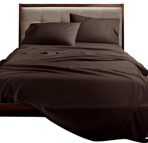 various Juego de Sábanas Cama 150 Microfibra Cepillada Prelavada, 4 Piezas con Sábana Bajera Ajustable 30 cm, Sábanas Suaves y Cálidas para Invierno,Dos Funda Almohada 50x75 cm,Marrón