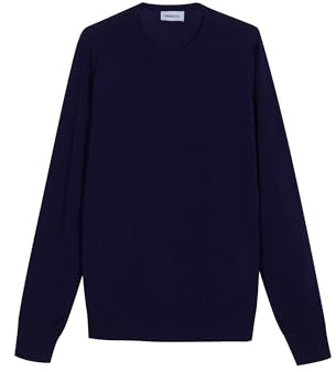 Diana Studio - Maglia rasata in 100% Cotone Fresco a Maniche Lunghe, Uomo, Blu Navy, Taglia S