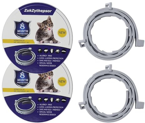 Collare regolabile per gatti a doppio pacchetto, profumo lenitivo naturale, impermeabile, leggero e confortevole, sicuro per gatti a partire da 7 settimane, resistente al quotidiano