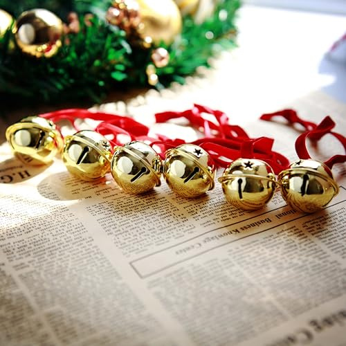 Regendeko 6 adornos navideños con diseño de campana de Navidad, color dorado, decoración clásica