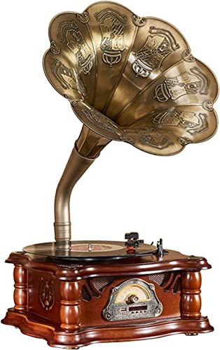 Grammofono vintage – suono creativo Bluetooth, ornamento nostalgico in stile europeo, giradischi in vinile per soggiorno
