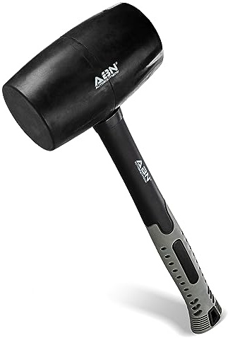 ABN Rubber Mallet 32 Ounce - Shock-Absorbing Fiberglass Handle with Textured Cushion Grip for All Jobs