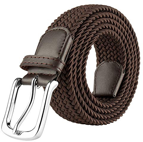 JUKMO Elastic Braided Belt, Stretch Woven Belt in Gift Box (Coffee, Large)