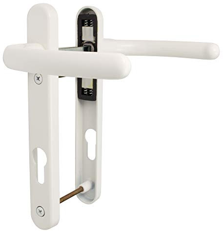 Fab & Fix - UPVC White Windsor Door Handle Set, 92mm PZ, Lever/Lever, 122mm Screw Centres for External Doors