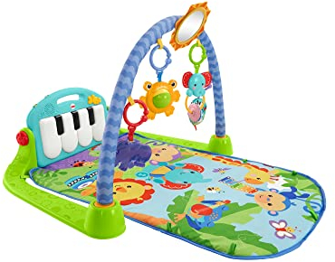 Fisher-Price Rainforest Piano-Gym, mitwachsende Spieldecke für Neugeborene und Kleinkinder mit Spielzeug, Spielen im Bauchlage, deutsche Version, ab Geburt, HBB73
