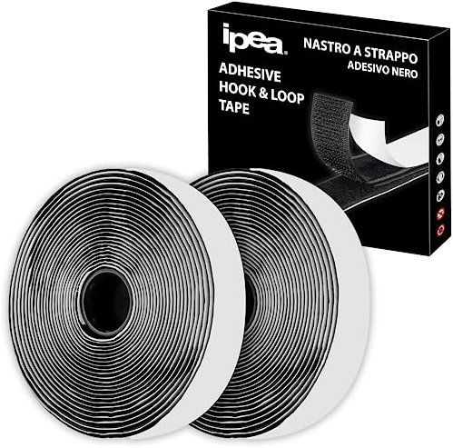 IPEA Bandes Agrippantes Adhésives Noir - Ruban Adhésif - Longueur 5 Mètres - Bande Adhésive Multifonctions Extra Forte pour Bricolage - Pour Fixation d'Objets, Moustiquaire, Tapis BSADESIVO20/20
